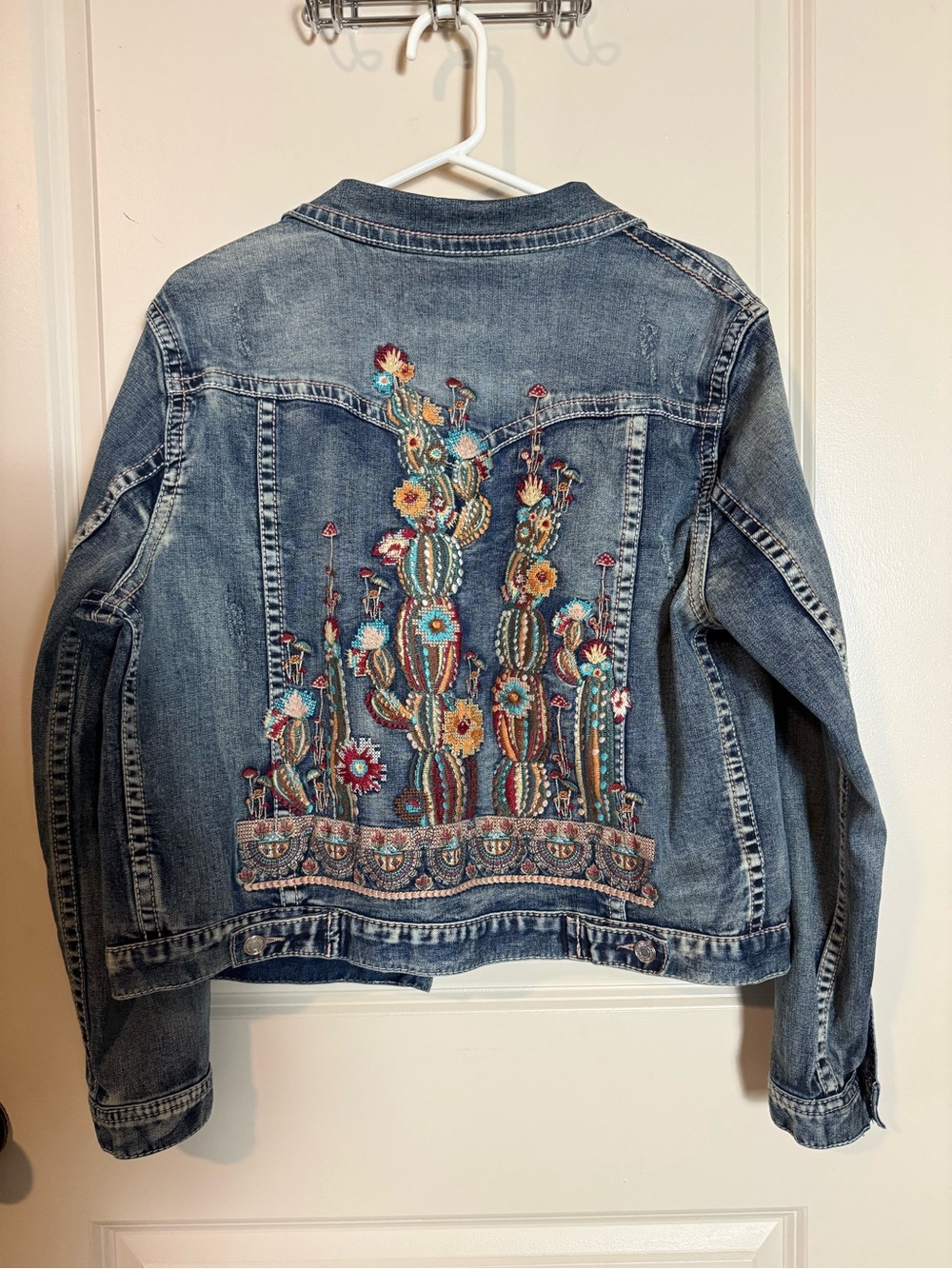 Grace in LA Denim Embroidered Cactus Jacket - Blue - Picture 2 of 8